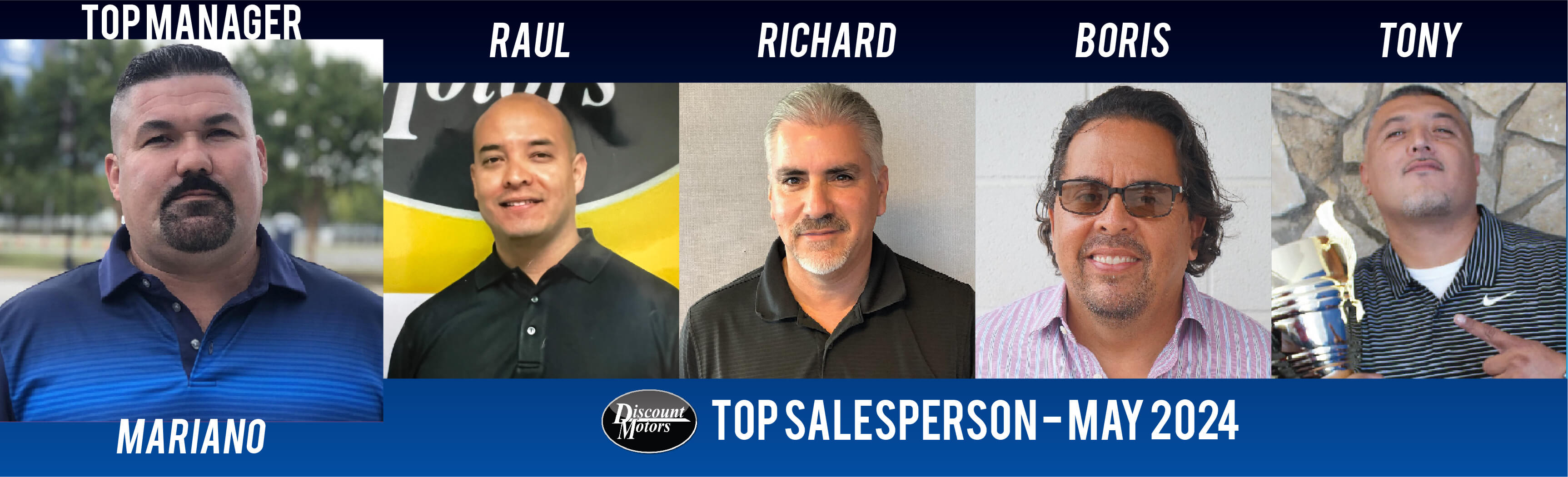 Salespeople of the Month at each store.